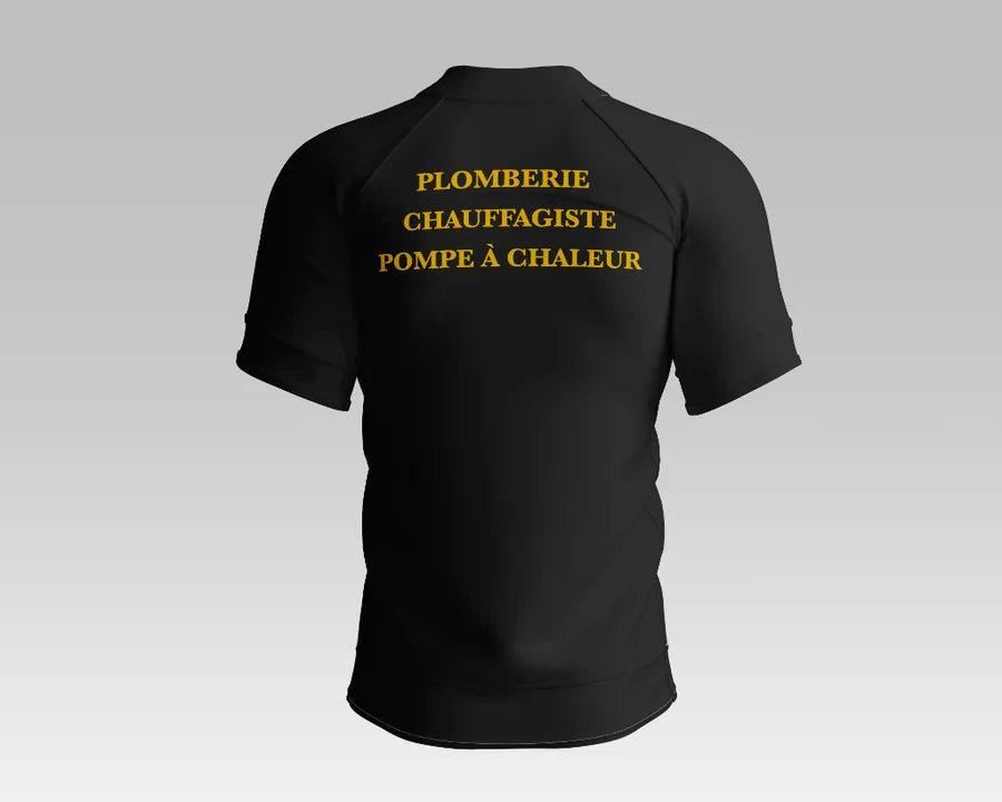 Dos du T-shirt APS avec les activités plomberie chauffagiste et pompe à chaleur