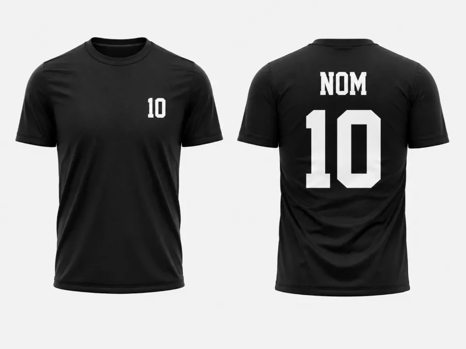 T-shirt noir personnalisé avec nom et numéro 10