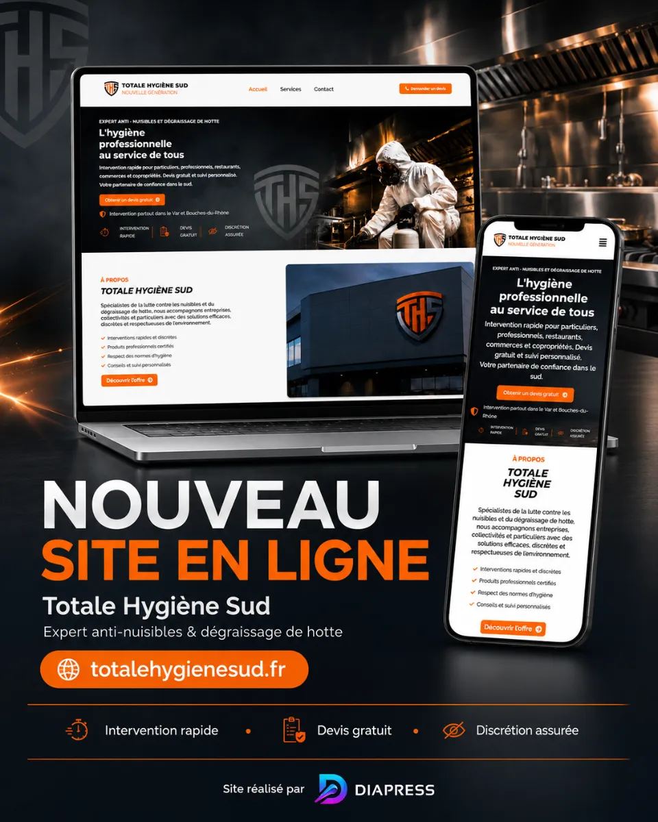 Site internet Totale Hygiène Sud conçu par DIAPRESS