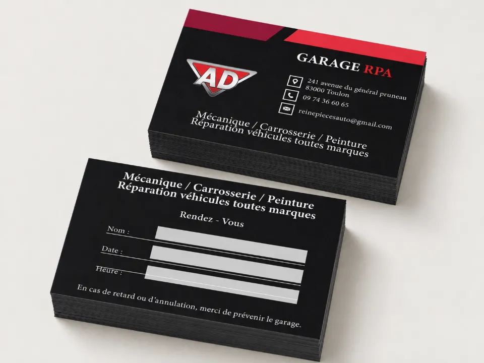 Cartes de visite Garage RPA réalisées par DIAPRESS