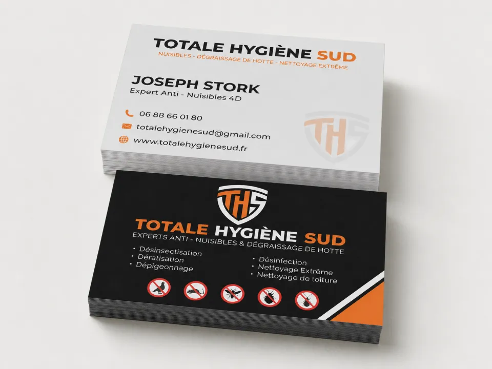 Cartes de visite Totale Hygiène Sud réalisées par DIAPRESS