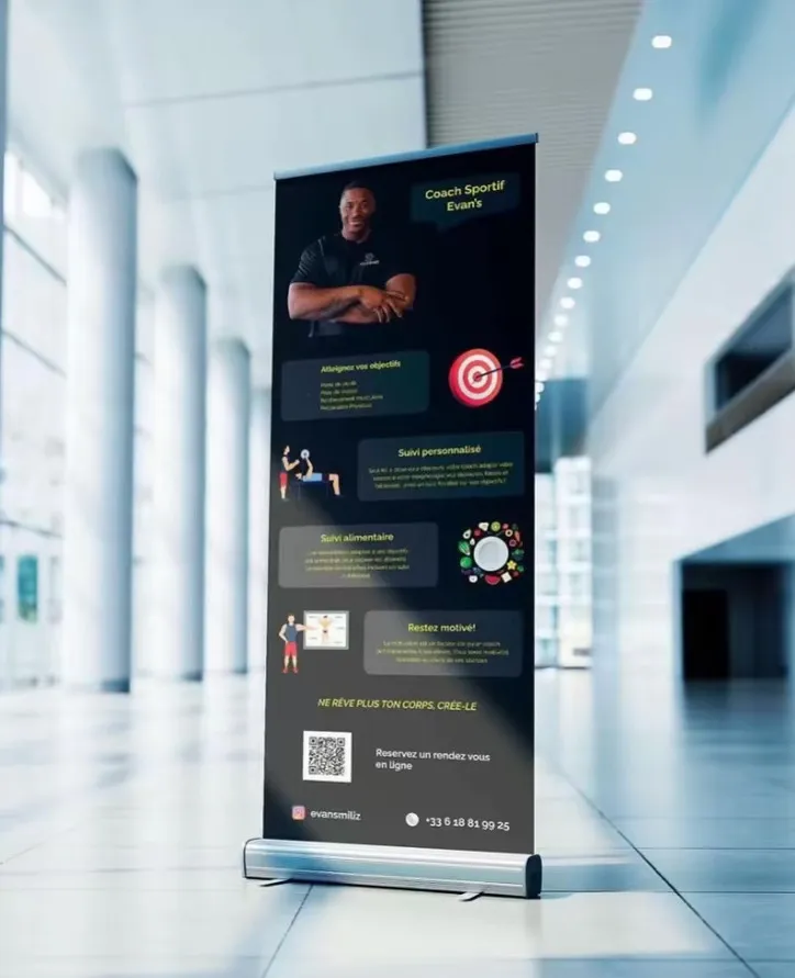 Roll-up du coach sportif Evan's conçu par DIAPRESS