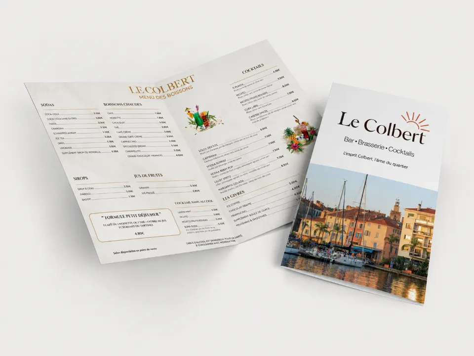 Menu boisson Le Colbert réalisé par DIAPRESS